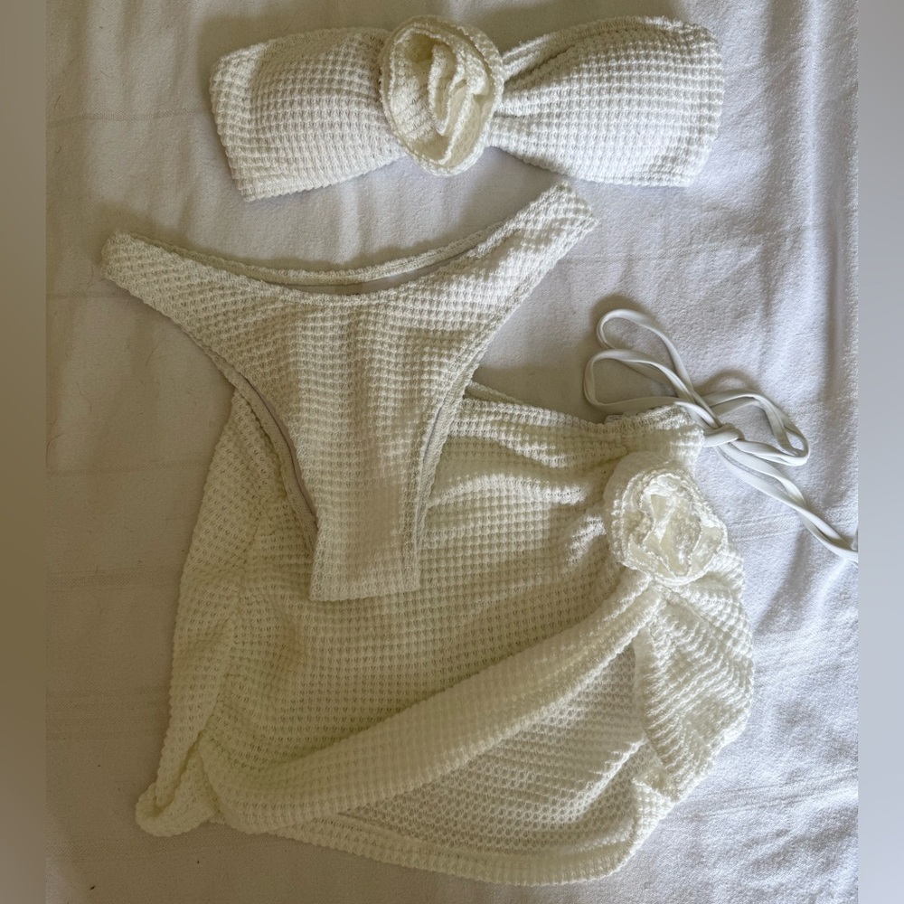 Elegant Bridal Honeymoon Ivory Swimwear Vacation Set Resort Bachelorette Bride